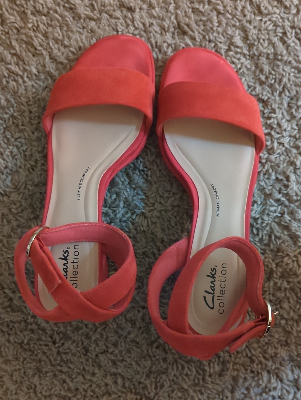 Clarks Fuchsia Leather Ankle Strap Open-Toe Sandals